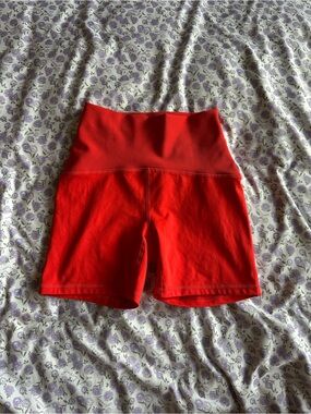 High-Waist Orange Red Yoga Shorts